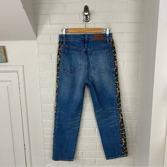 Madewell Classic Straight Jeans w/ Leopard Leg Stripe Size 26 - Picture 11 of 11